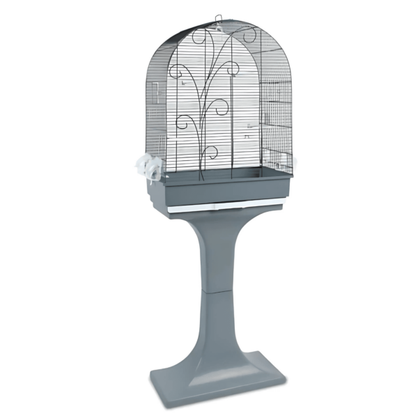 Grizo - Cage décorative EVITA grise 53 x 32 x 80 cm + socle 70 cm